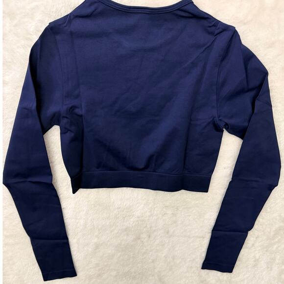 Gymshark Long Sleeve Crop Top Size Small Blue Athleisure New In Bag - Picture 2 of 5